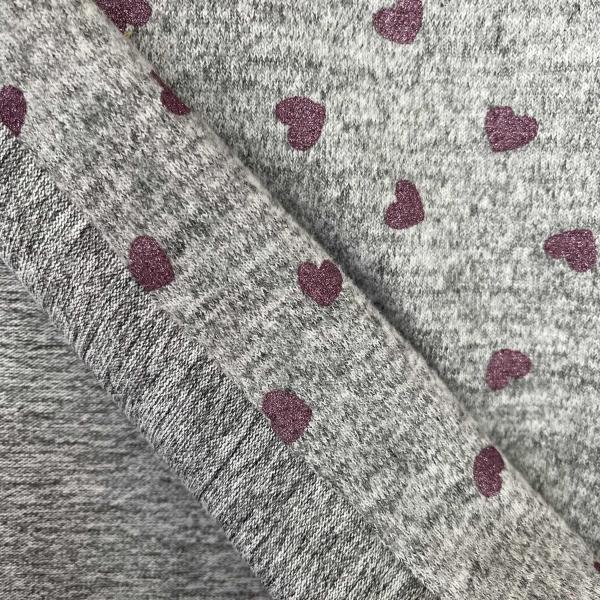 Hilco Strickstoff Heart grau Glitzer lila